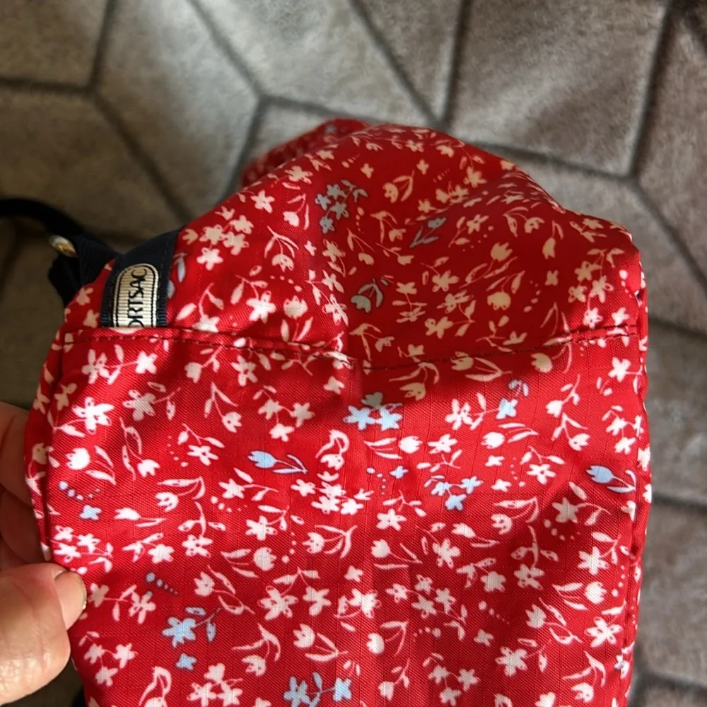 LeSportSac Cute Red and blue floral medium backpack and pouch set